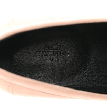 Hermes Suede Goatskin Womens Destin Loafer 37.5 Rose Opaline 7 of 9