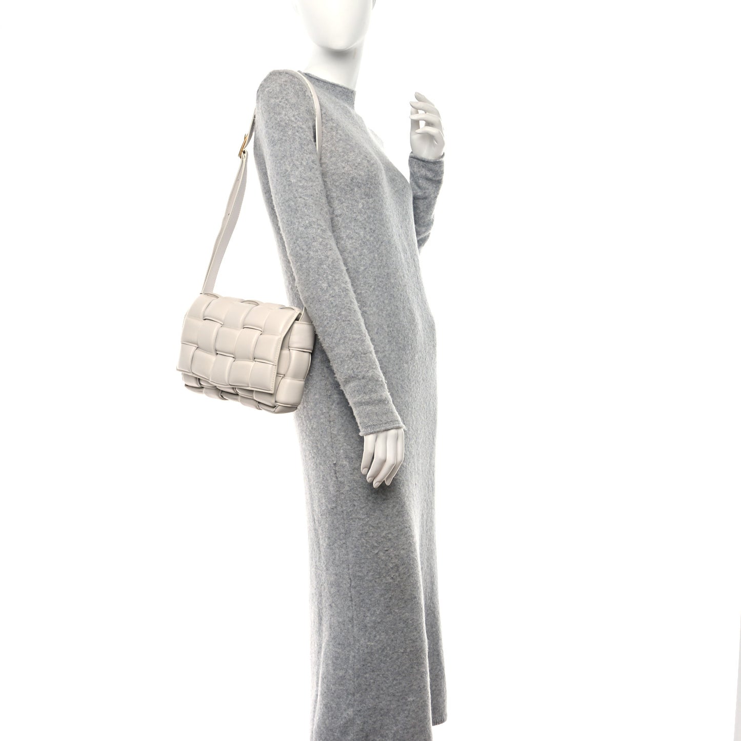 Nappa Maxi Intreccio Padded Cassette Crossbody Bag Chalk