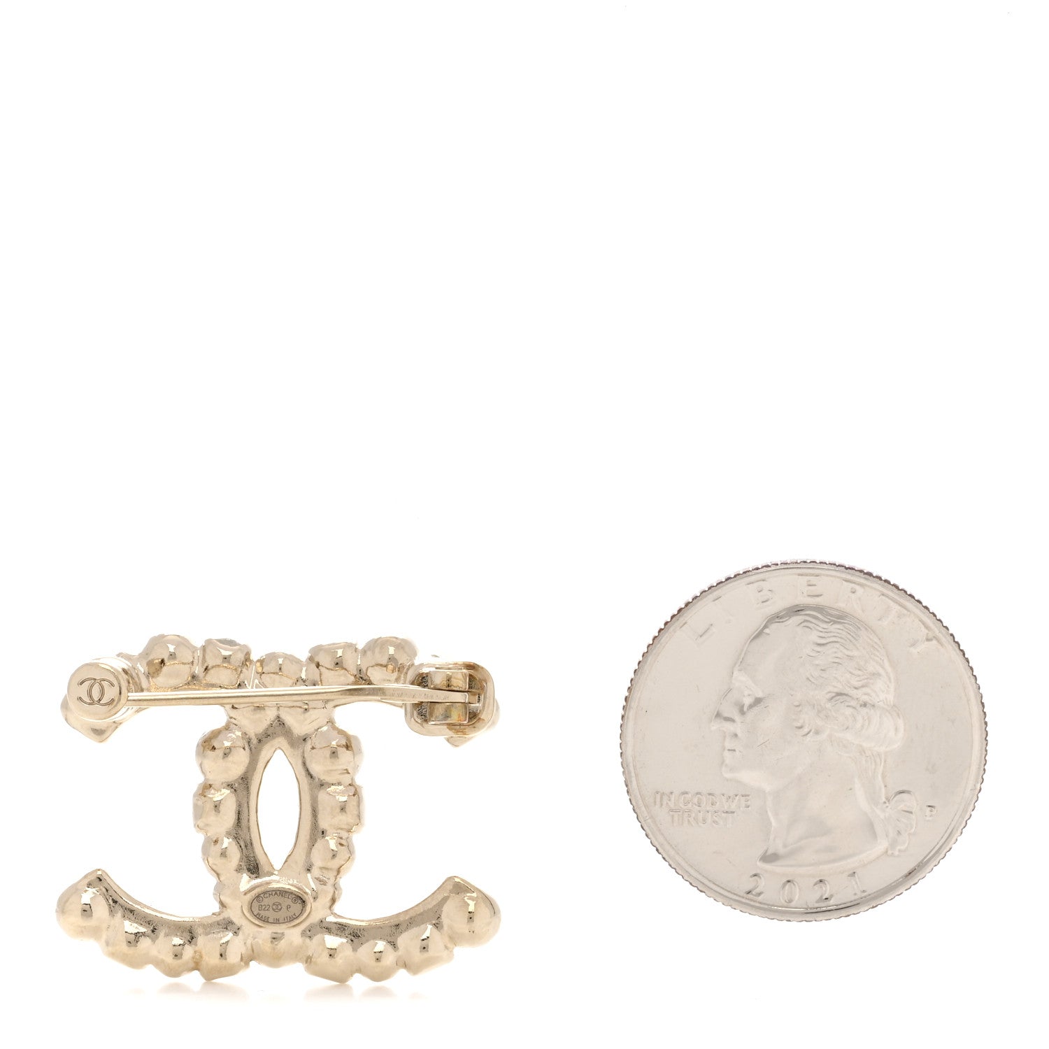 Chanel Pearl Crystal CC Brooch Black Gold 2 of 4