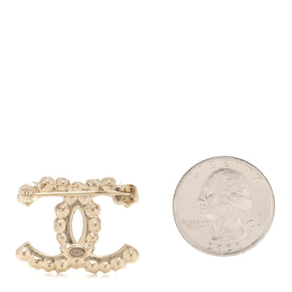 Chanel Pearl Crystal CC Brooch Black Gold 2 of 4