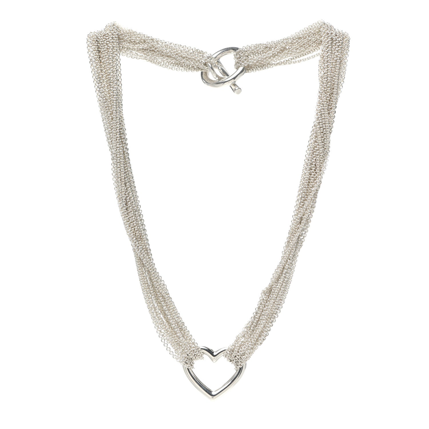 Tiffany Sterling Silver Heart Multi Chain Toggle Necklace 3 of 4