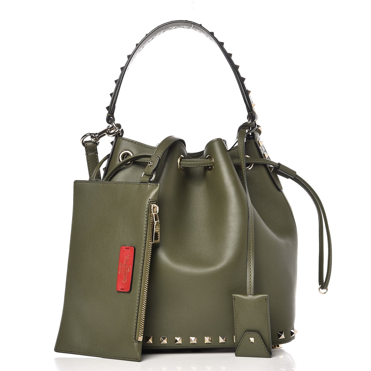 Vitello Rockstud Bucket Bag Oasis