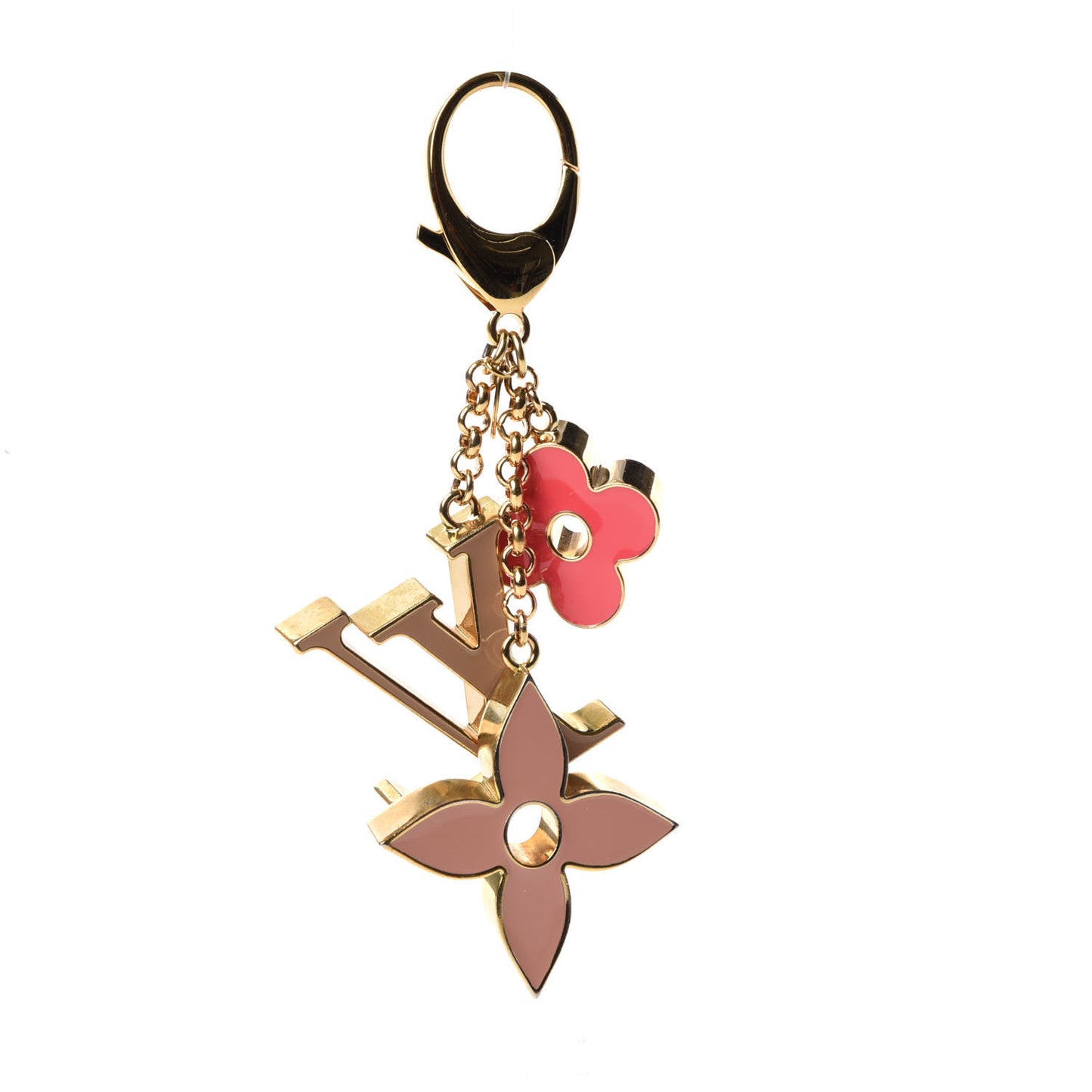 Fleur De Monogram Bag Charm Pink