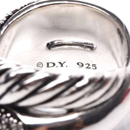 David Yurman Sterling Silver Diamond Crossover Cable Ring 54 7 5 of 5