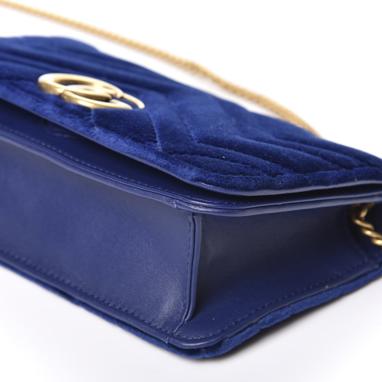 Gucci Velvet Matelasse GG Marmont Mini Bag Cobalt Blue 6 of 9