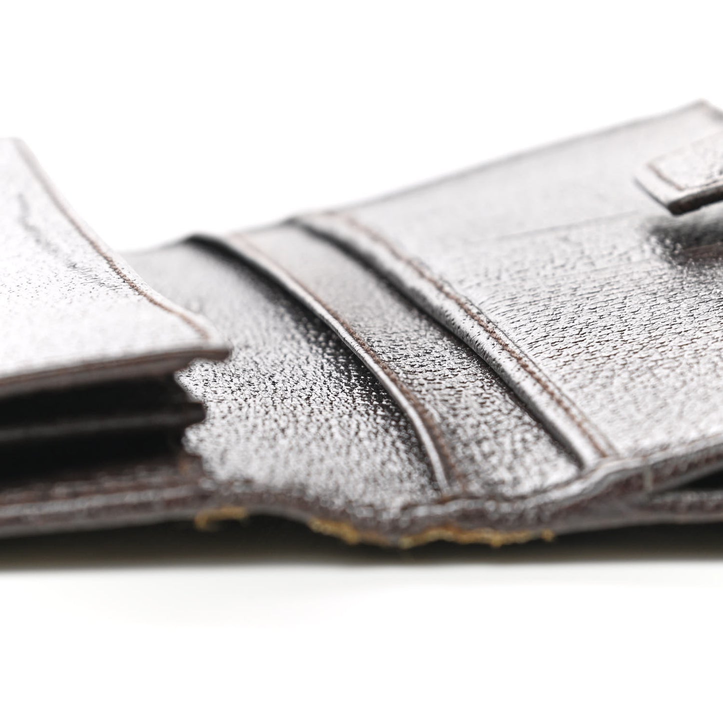 Monogram Metal Bar Continental Flap Wallet Beige Ebony Dark Brown