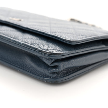Chanel Caviar Quilted Wallet on Chain WOC Blue 11 of 14