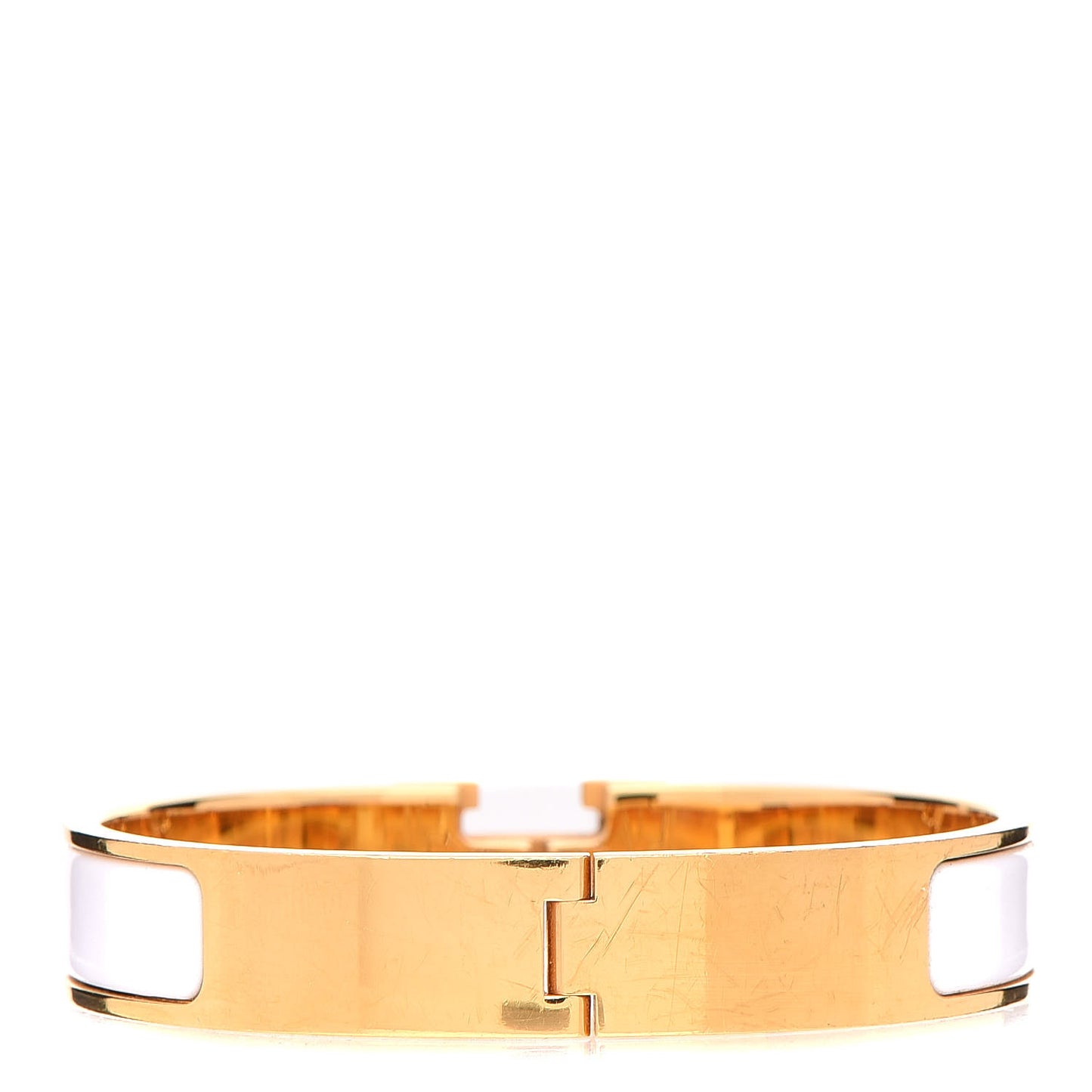 Enamel Narrow Clic Clac H Bracelet GM White