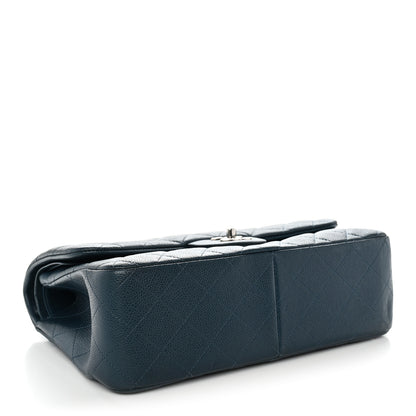 Chanel Metallic Caviar Quilted Jumbo Double Flap Dark Blue 4 of 13