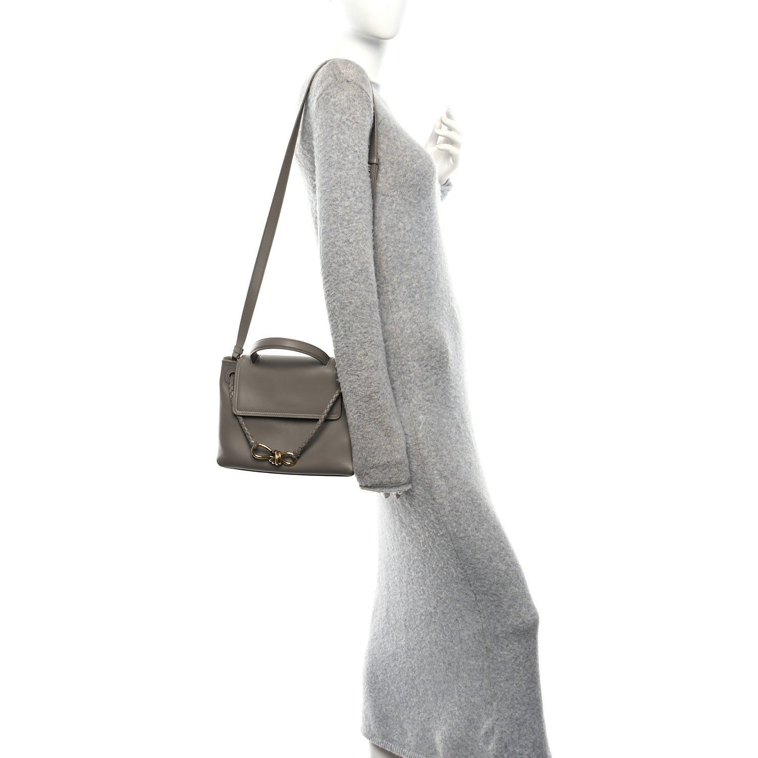 Bottega Veneta Silky Calfskin Small Ciao Ciao Limestone 2 of 11