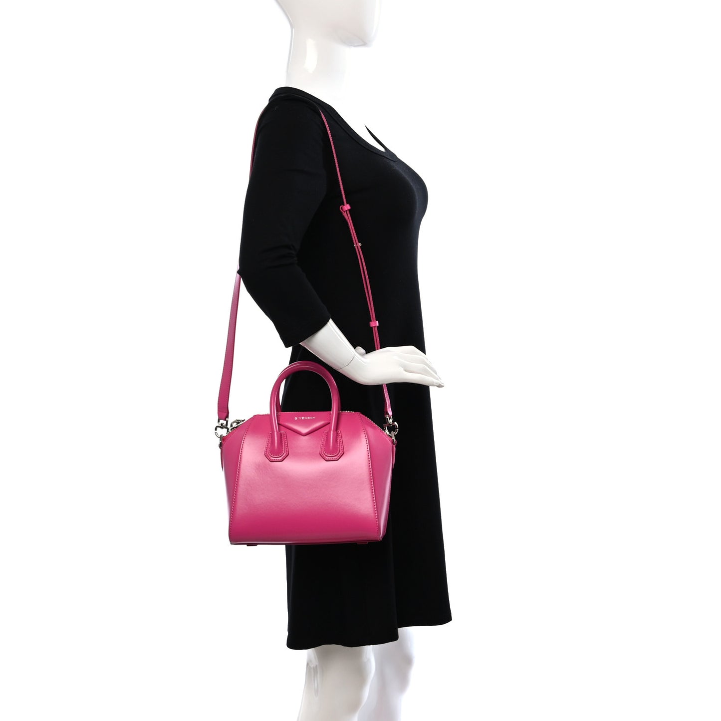 Shiny Lord Calfskin Mini Antigona Neon Pink