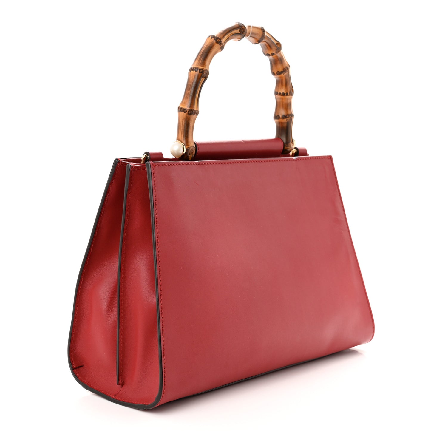 Nappa Bamboo Web Small Nymphaea Top Handle Bag Hibiscus Red