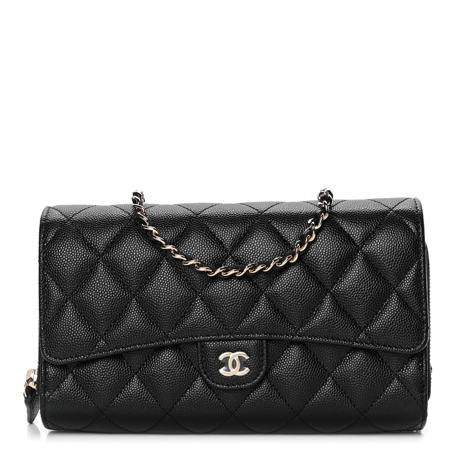 Chanel Caviar Quilted Phone Holder Wallet on Removable Chain Black 1 of 7