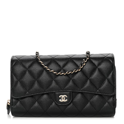 Chanel Caviar Quilted Phone Holder Wallet on Removable Chain Black 1 of 7