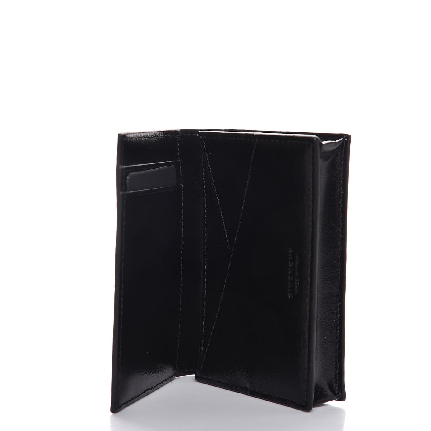 Lambskin Prism Print Flap Card Case Black