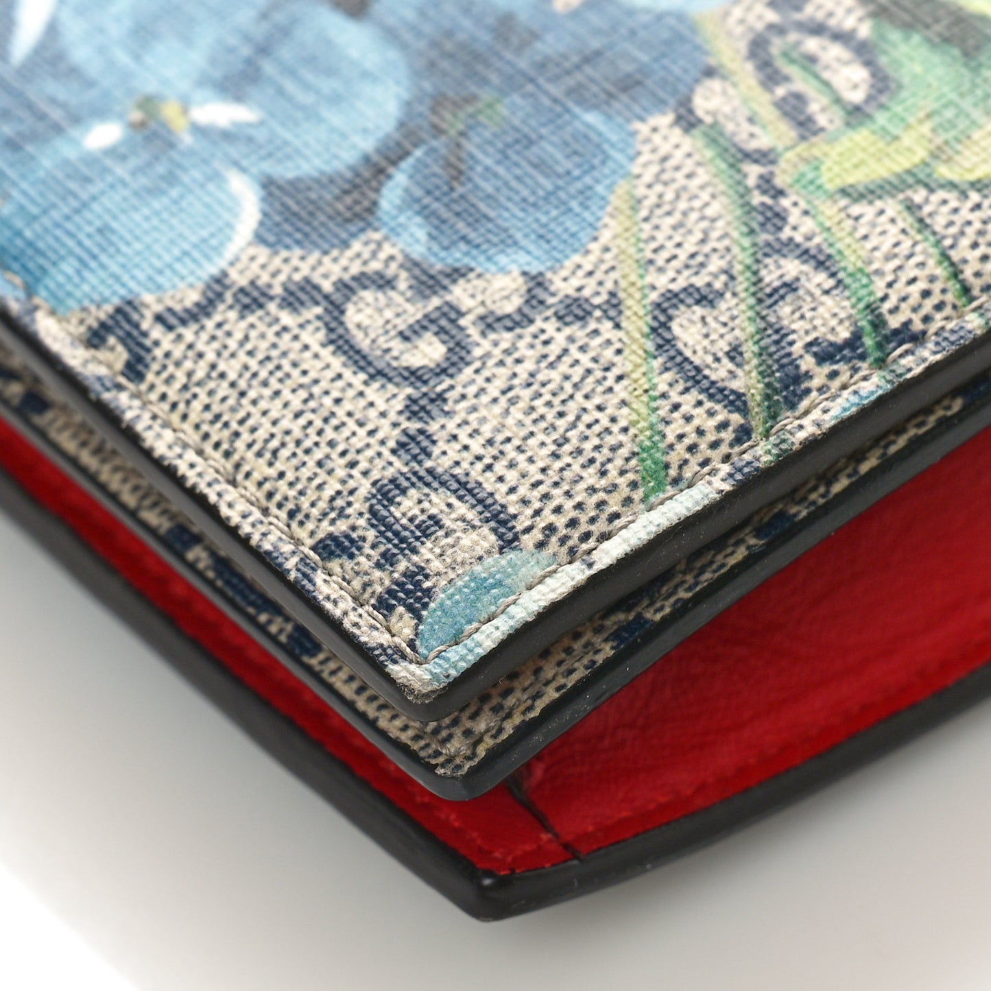 GG Supreme Monogram Blooms Chain Wallet Blue