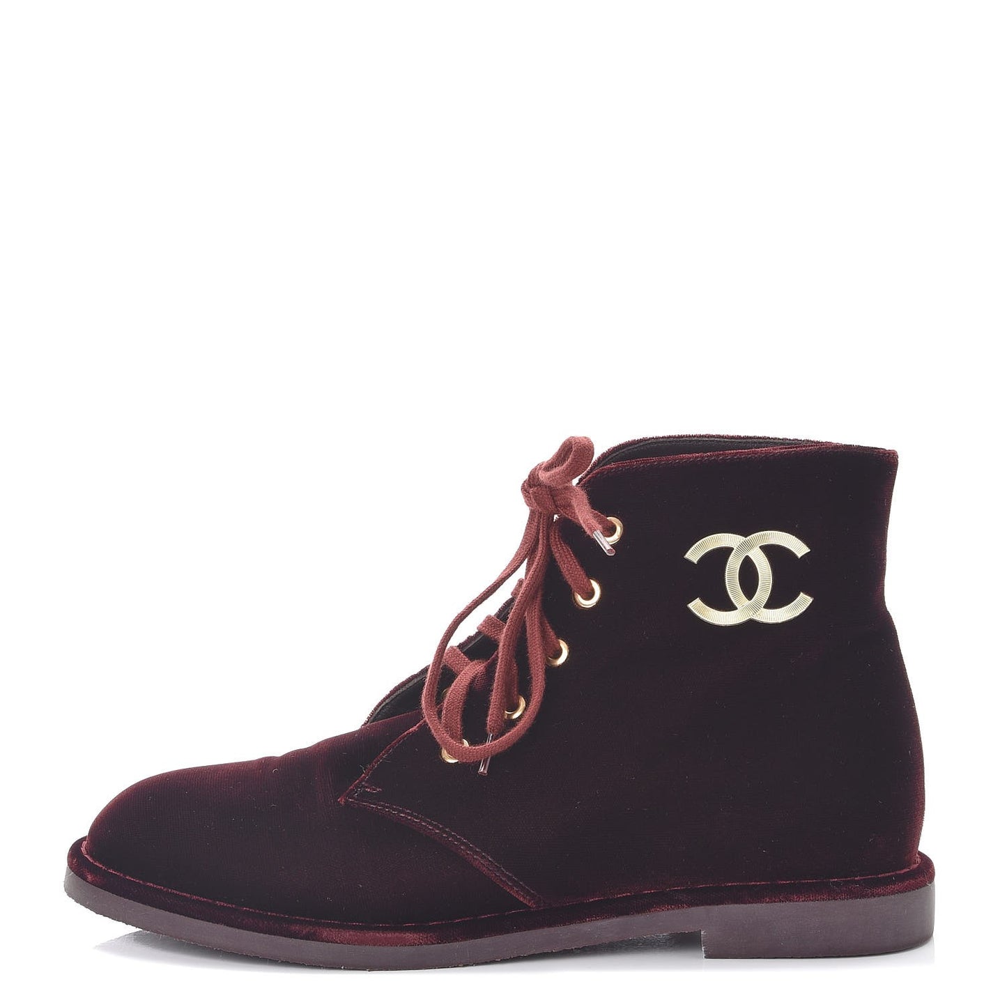 Velvet CC Lace Up Boots 39.5 Burgundy