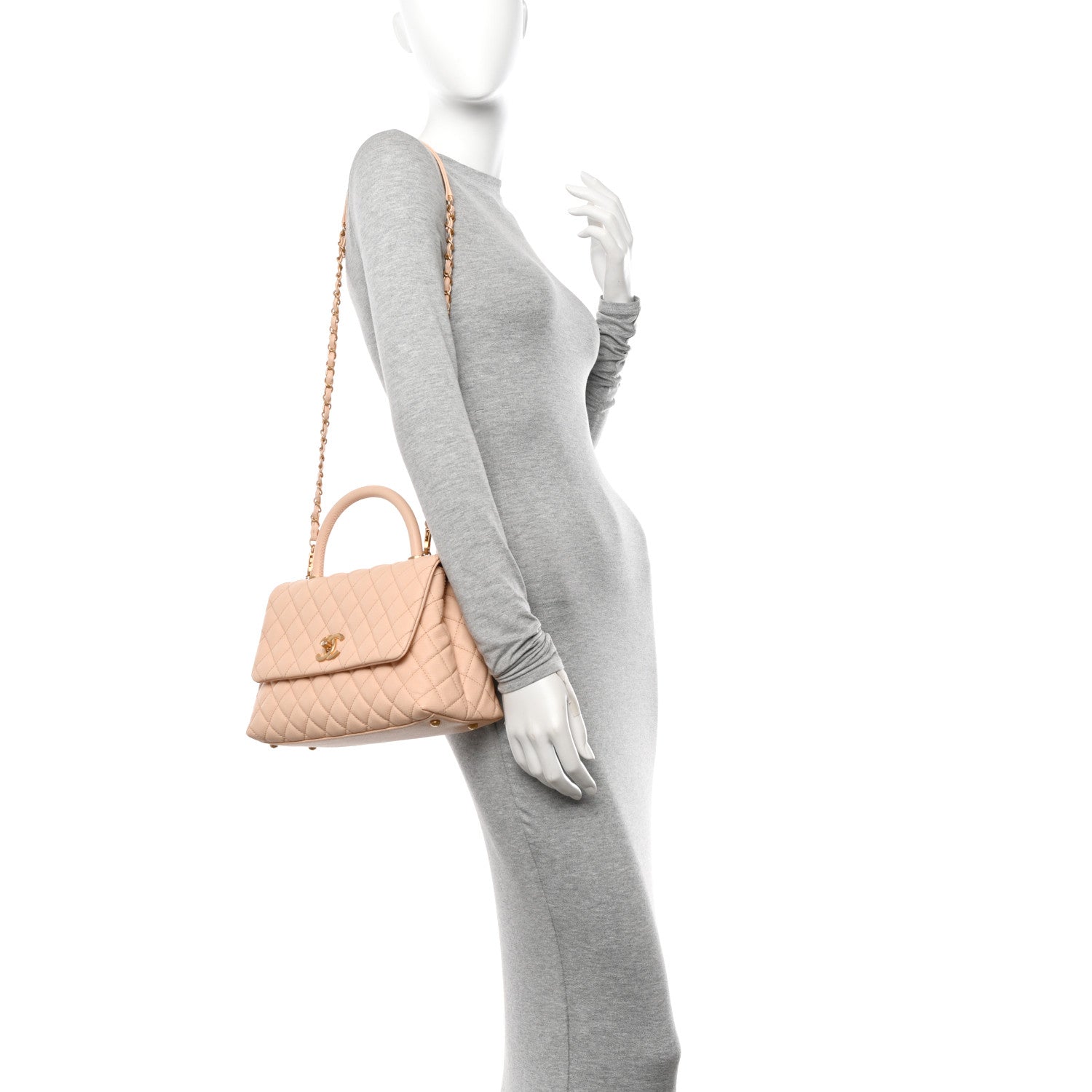 Chanel Caviar Quilted Small Coco Handle Flap Beige 2 of 10