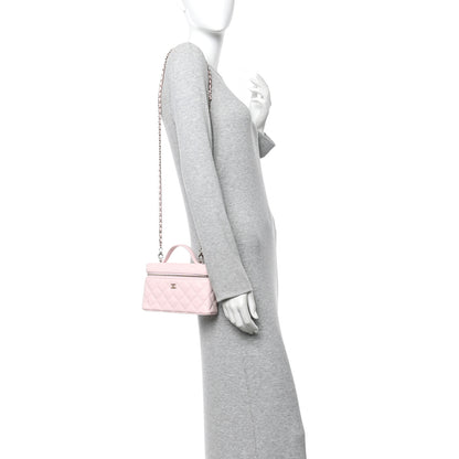 Chanel Caviar Quilted Top Handle Slim Vanity With Chain Light Pink 2 of 11