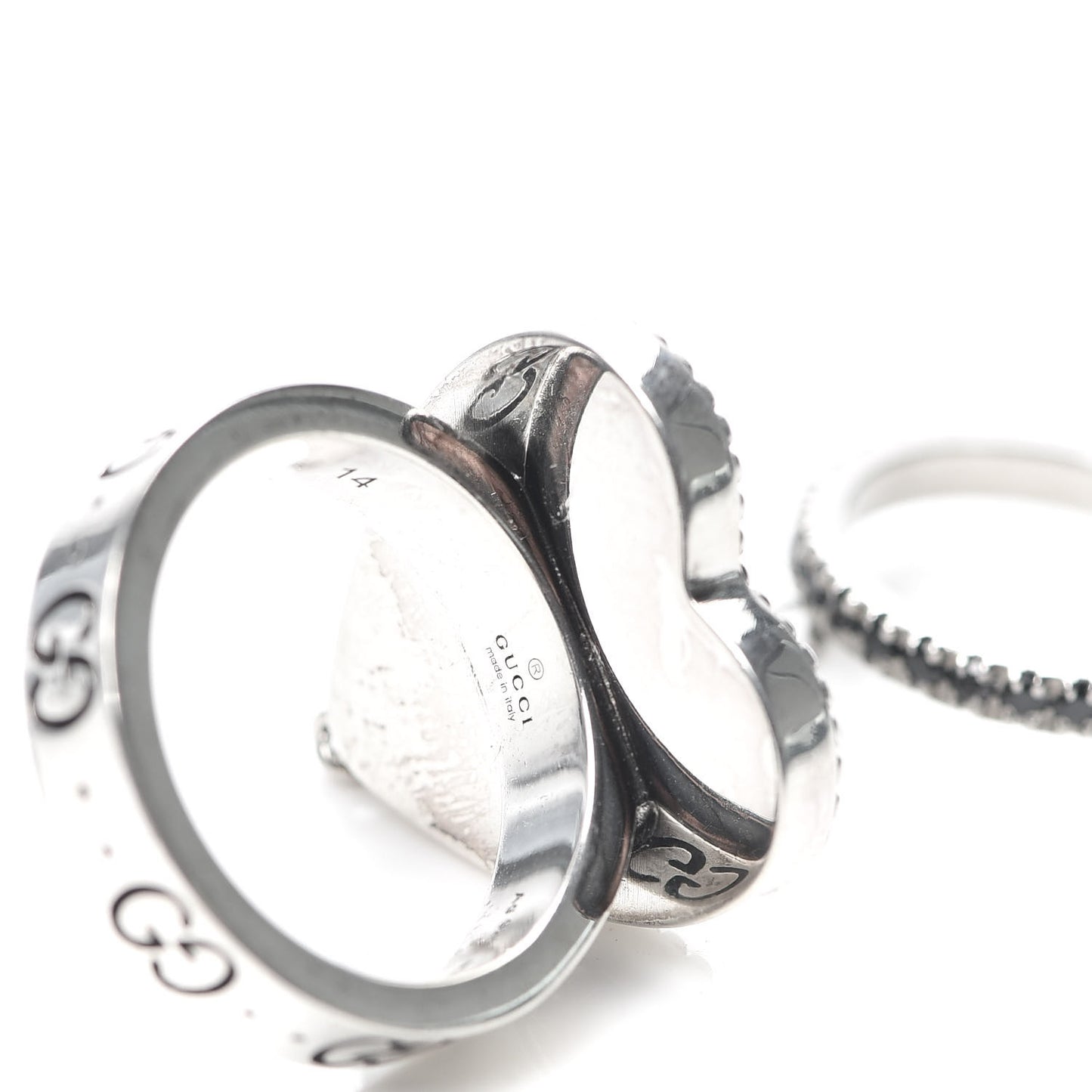 Sterling Silver Black Spinel 25 Heart Double Ring 54 6.75