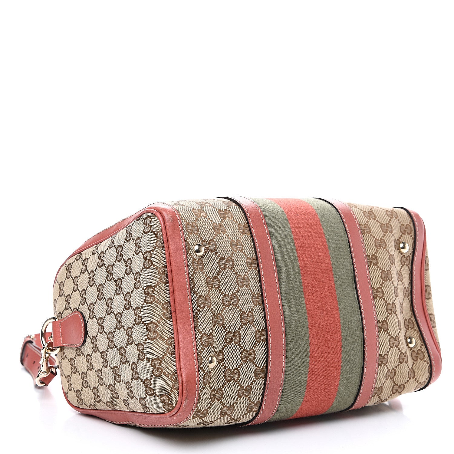 Gucci Monogram Medium Vintage Web Boston Pink 3 of 13