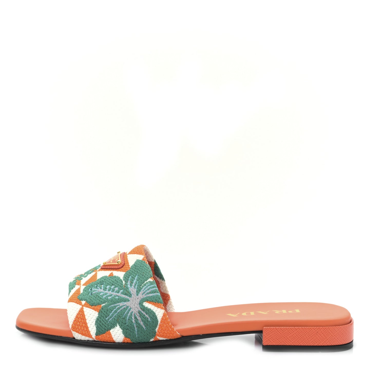 Jacquard Trianglolo Symbole Ibiscus Metal Triangle Logo Embroidered 10mm Slide Sandals 37 Arancio White