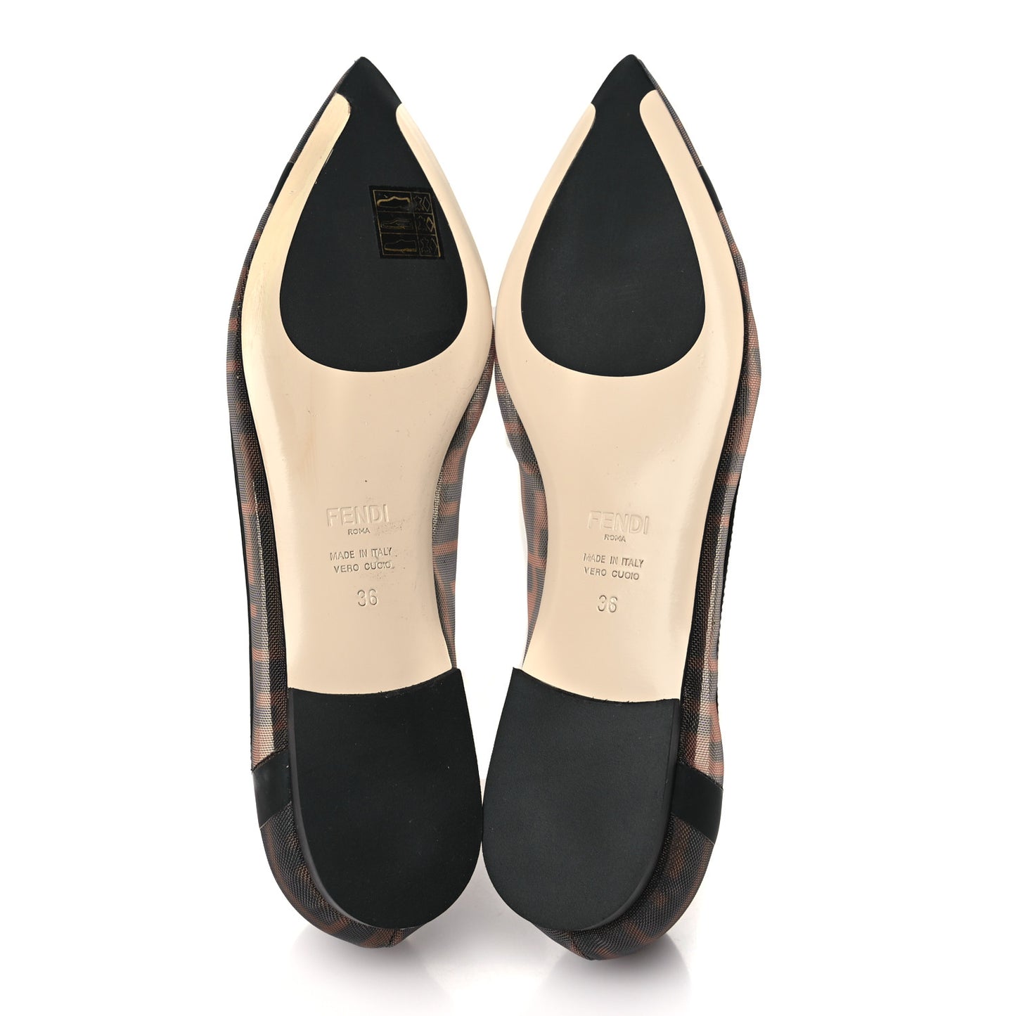 Mesh FF Skimmer Ballerina Flats 36 Tobacco Moro Black