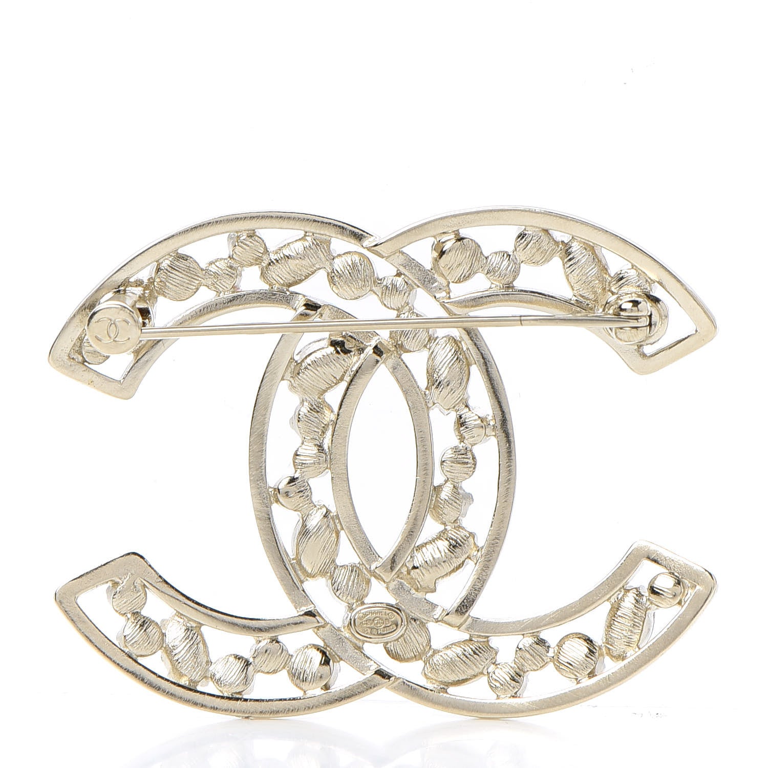 Chanel Crystal CC Brooch Light Gold 3 of 5