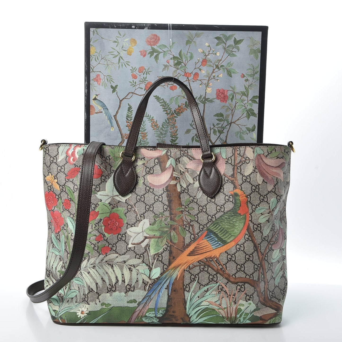 Soft GG Supreme Monogram Tian Medium Crossbody Tote Beige Multicolor New Acero