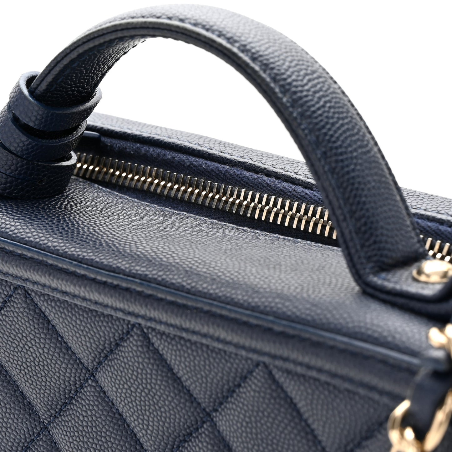 Caviar Quilted Medium CC Filigree Vanity Case Navy
