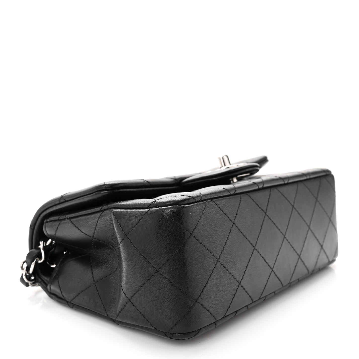 Lambskin Quilted Mini Rectangular Flap Black