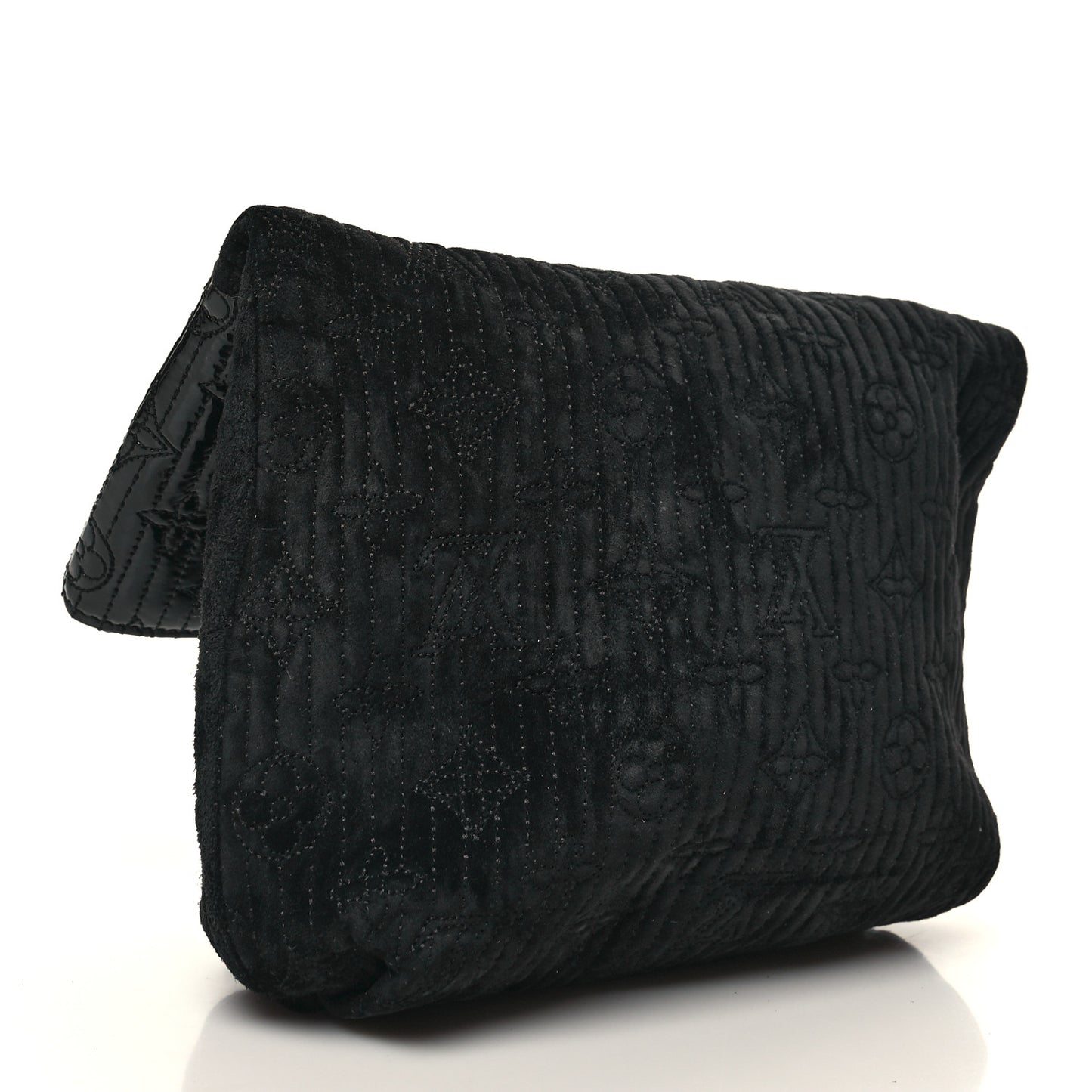 Suede Monogram Motard Afterdark Clutch Black