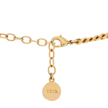 Christian Dior Crystal Logo Chain Necklace Gold 4 of 4