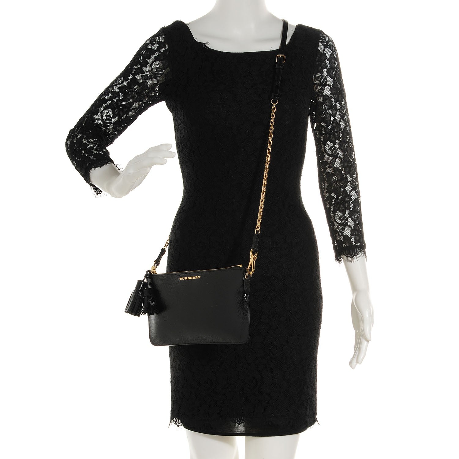 Burberry London Leather Peyton Crossbody Clutch Bag Black 2 of 9