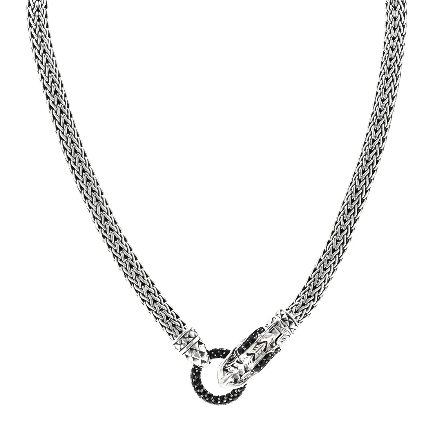 John Hardy Sterling Silver Black Sapphire Legends Naga Necklace 1 of 5
