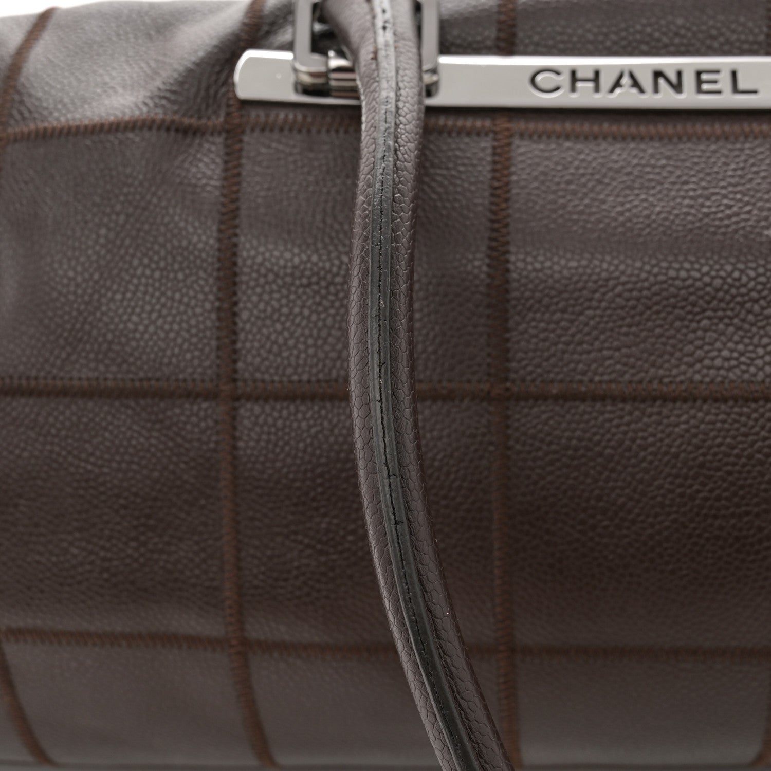 Chanel Caviar Square Stitched Large Satchel Dark Brown 12 of 16