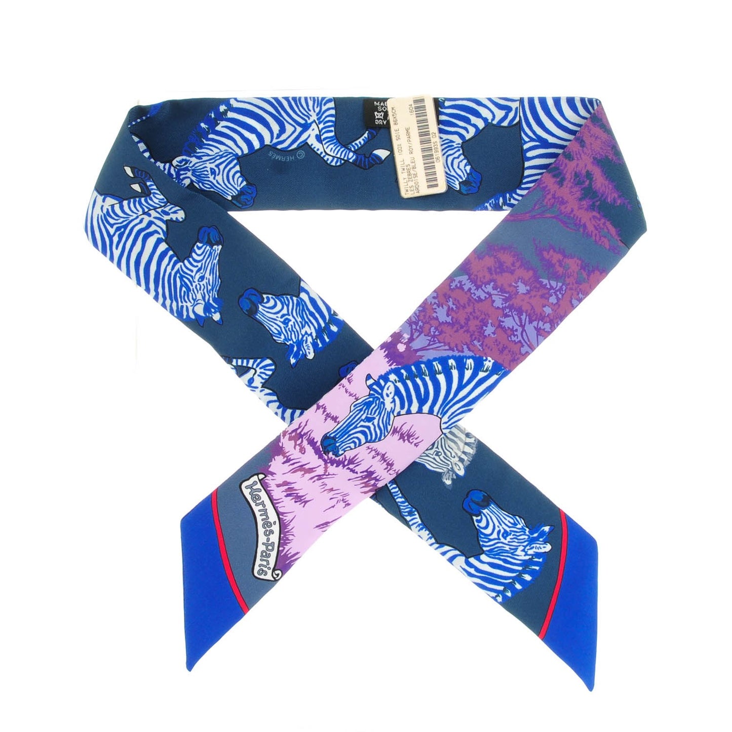 Silk Les Zebres Twilly Ardoise Bleu Roy Parme