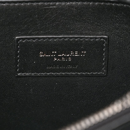 Saint Laurent Calfskin Crocodile Embossed Medium West Hollywood Monogram Fold-Over Black 7 of 11