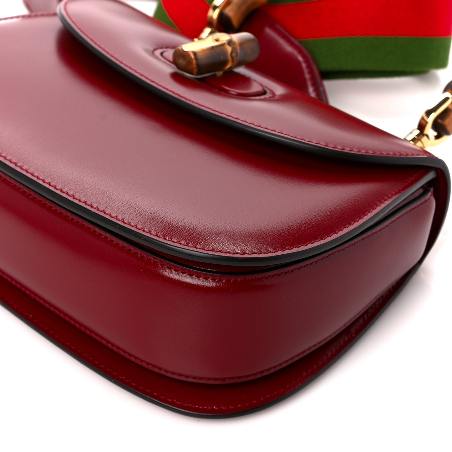 Boarded Dyana Lux Calfskin Web Small Bamboo 1947 Top Handle Bag Red