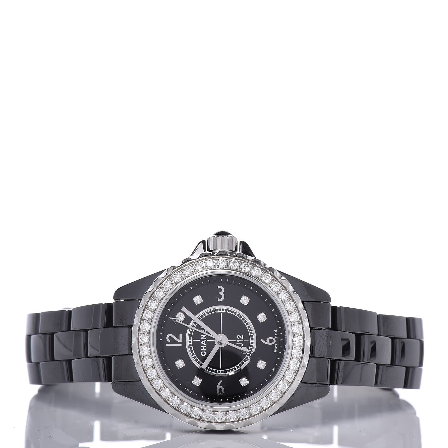 Chanel Stainless Steel Ceramic Diamond Bezel 29mm J12 Quartz Watch Black 3 of 8