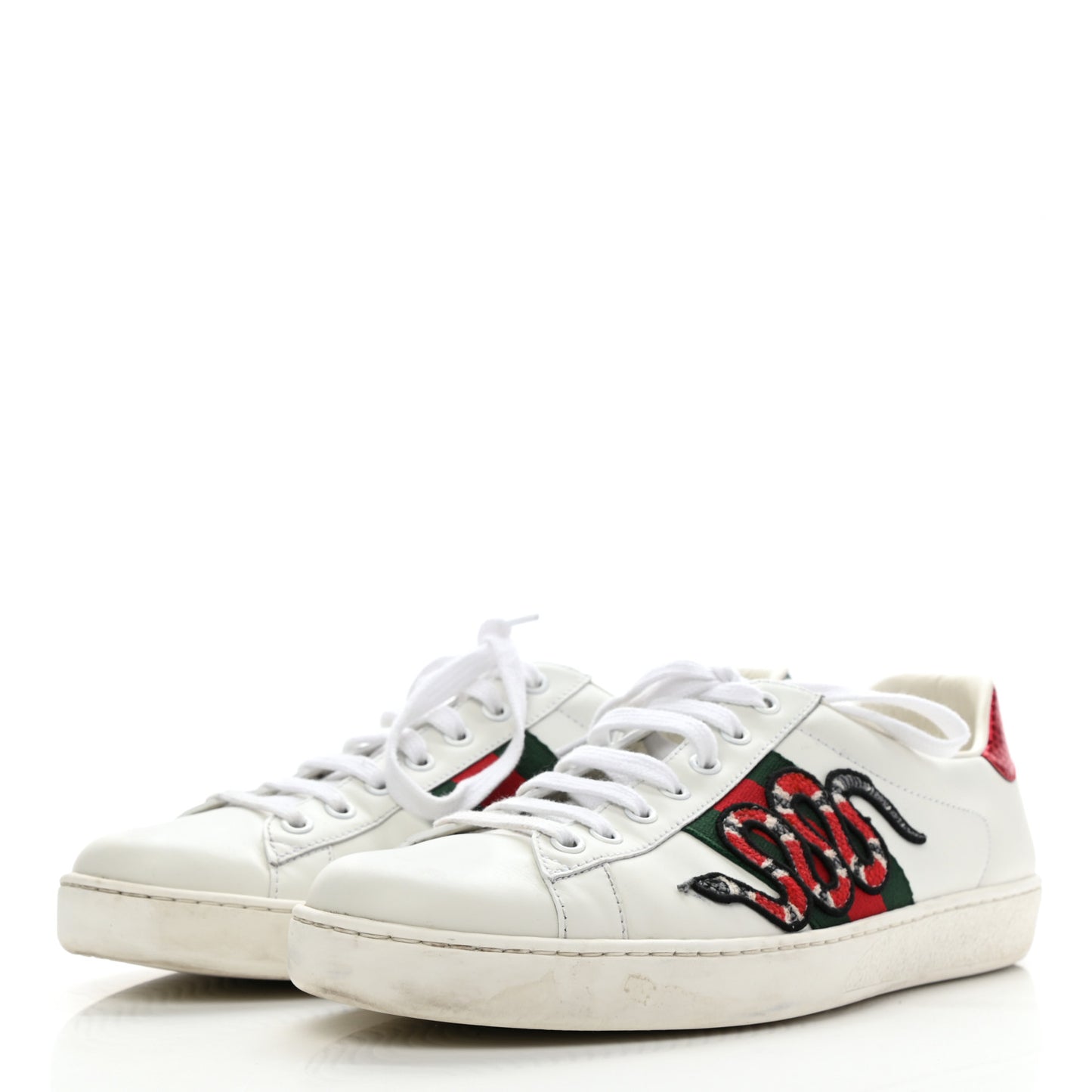 Calfskin Ayers Kingsnake Embroidered Mens Ace Sneakers 8 Green Red