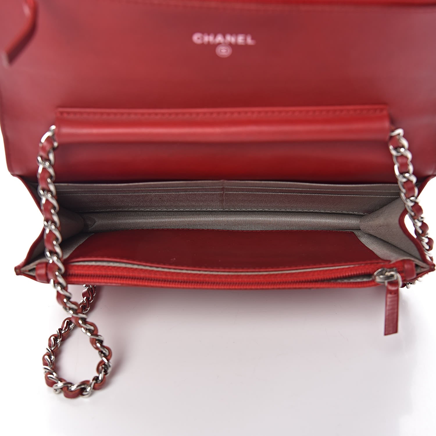 Chanel Patent Quilted Brilliant Wallet On Chain WOC Red 5 of 20