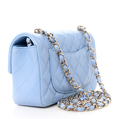 Chanel Lambskin Quilted Mini Rectangular Flap Light Blue 3 of 12