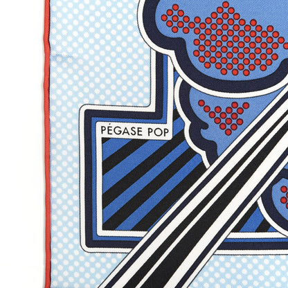 Hermes Silk Pegase Pop Pocket Square Ciel Rouge Bleu Moyen 2 of 6