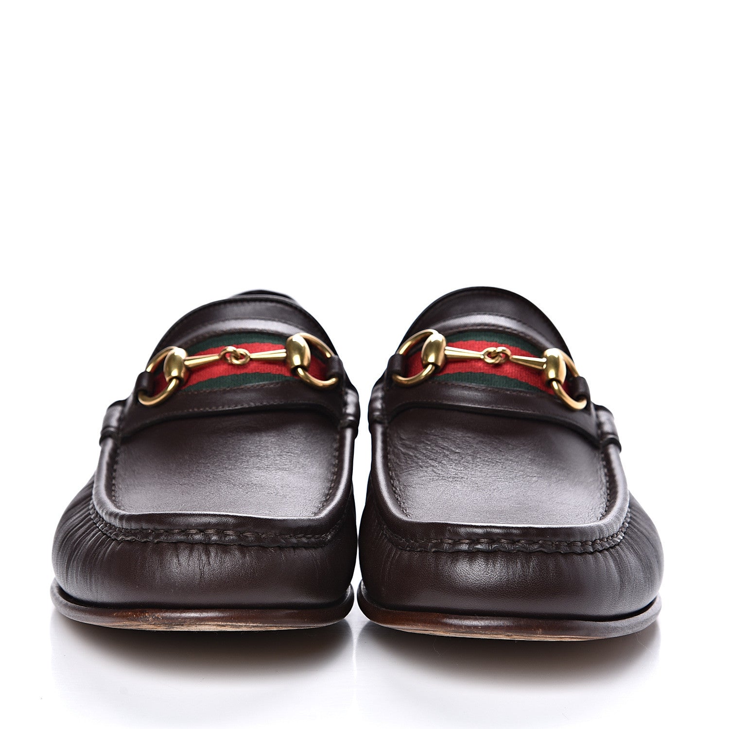 Gucci Calfskin Cirano Lux Web Mens 1953 Horsebit Loafers 8.5 Brown 2 of 8