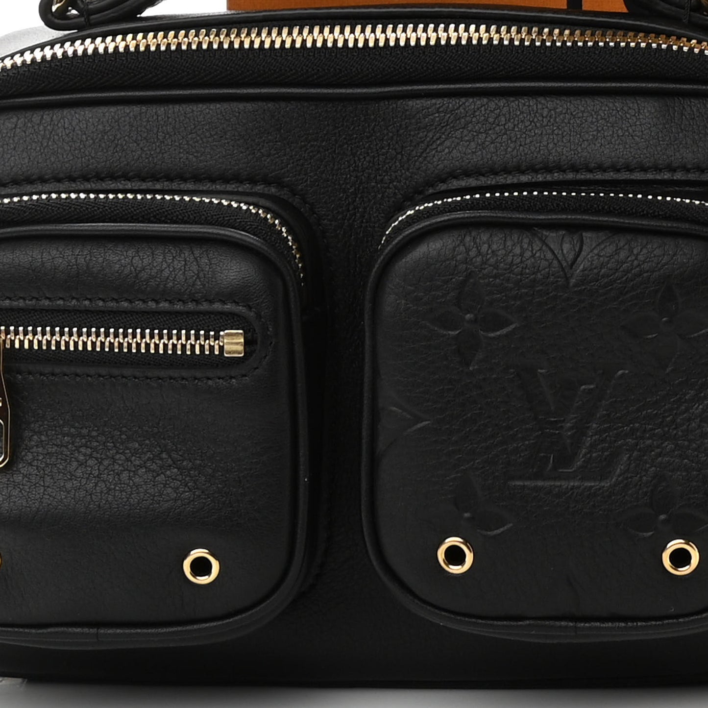 Calfskin Monogram Embossed Utility Crossbody Black