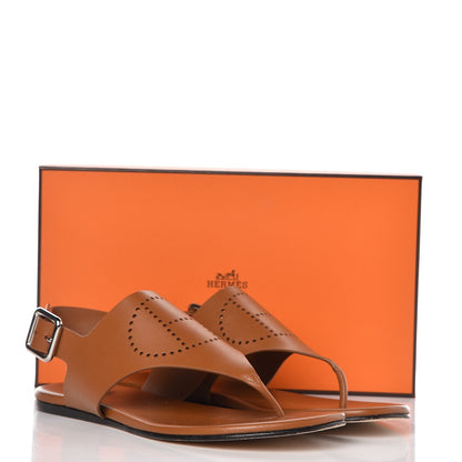 Hermes Calfskin Kola Sandals 37.5 Gold 10 of 10