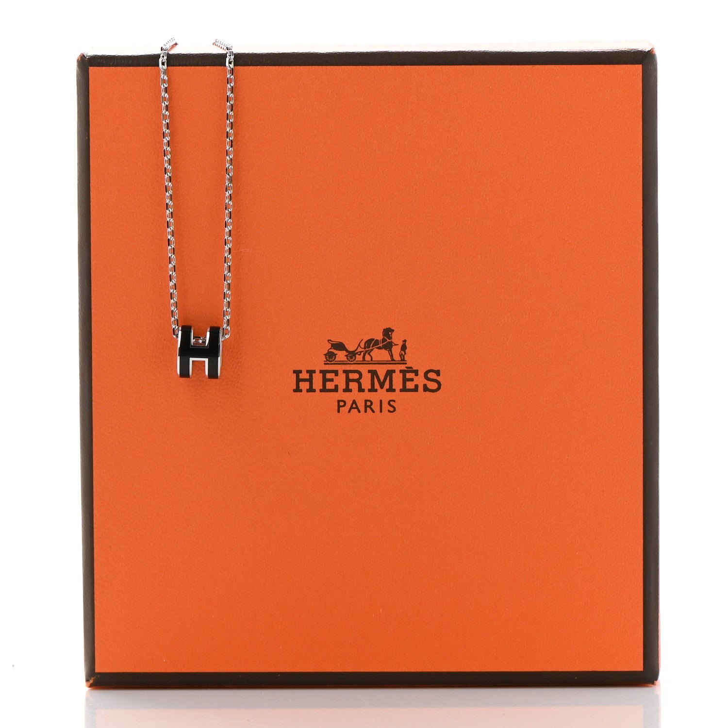 Hermes Lacquered Palladium Mini Pop H Pendant Necklace Black 7 of 7