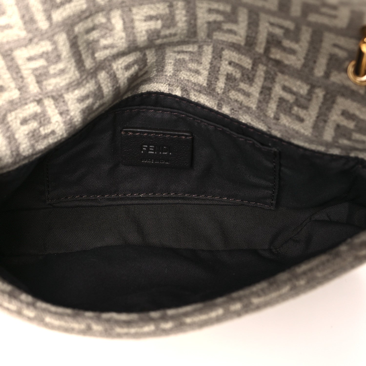 Fendi Chenille Vitello Micro FF Phone Baguette Tortora 5 of 11