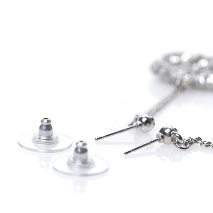 Chanel Baguette Crystal CC Drop Earrings Silver 3 of 4
